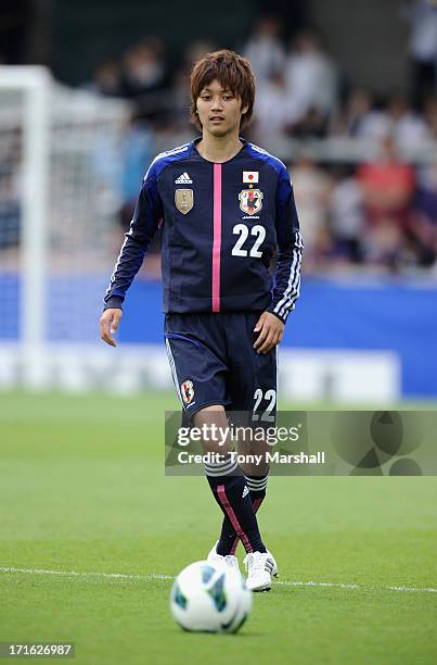 Kana Osafune of Japan during the England Women v Japan Women - Womens' International Match at Pirelli Stadium on June 26, 2013 in Burton-upon-Trent,...