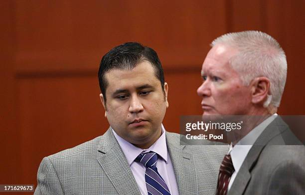 George Zimmerman exits the courtroom during a recess his murder trial in Seminole circuit court June 27, 2013 in Sanford, Florida. Zimmerman is...