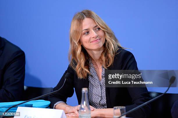 Eva Padberg attends a press conference for 60 Years UNICEF Germany at Federal Press Conference on June 27, 2013 in Berlin, Germany.