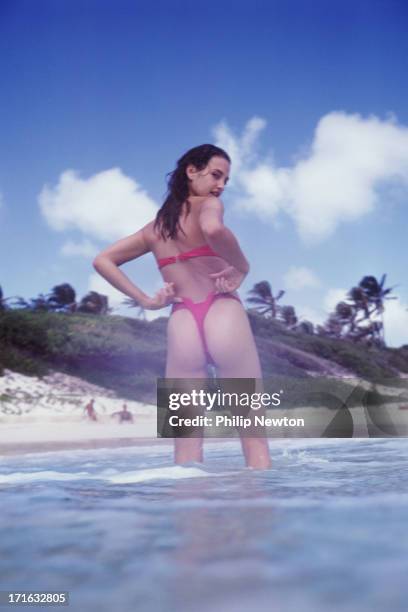 Model Jill Goodacre poses at a fashion shoot in the 1990's.