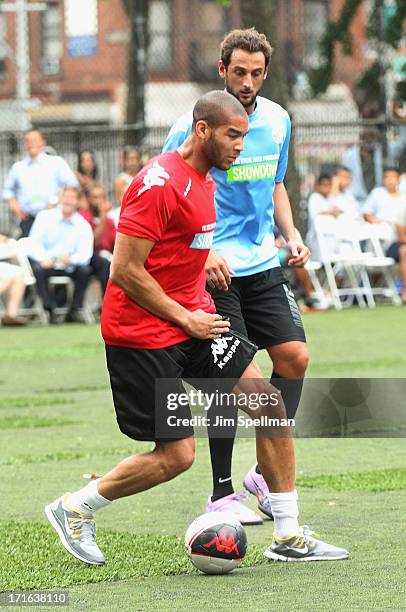 Soccer Player Oguchi Onyewu attends The Sixth Edition Steve Nash Foundation Showdown at Sarah D. Roosevelt Park on June 26, 2013 in New York City.