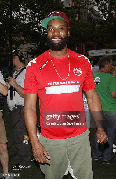 Basketball Player Baron Davis attends The Sixth Edition Steve Nash Foundation Showdown at Sarah D. Roosevelt Park on June 26, 2013 in New York City.