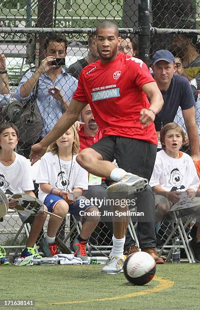 Soccer Player Oguchi Onyewu attends The Sixth Edition Steve Nash Foundation Showdown at Sarah D. Roosevelt Park on June 26, 2013 in New York City.