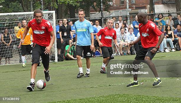 Basketball Player Joakim Noah and former professional basketball player Steve Nash attend The Sixth Edition Steve Nash Foundation Showdown at Sarah...