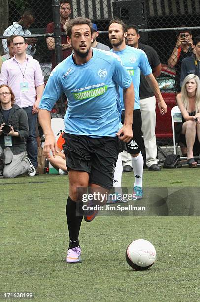 Basketball Player Marco Belinelli attends The Sixth Edition Steve Nash Foundation Showdown at Sarah D. Roosevelt Park on June 26, 2013 in New York...