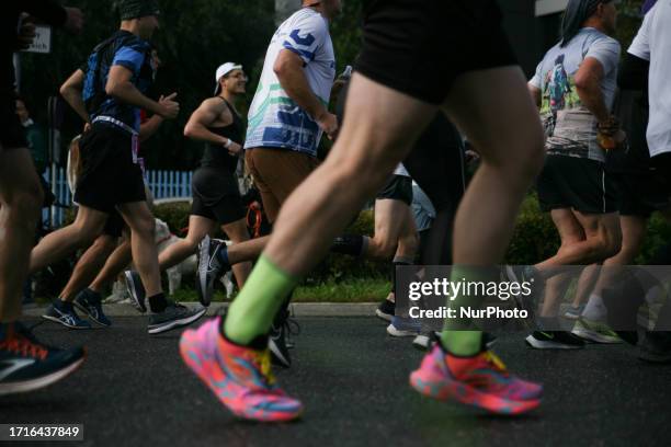 Competitors during the 9th Cracovia Royal Half Marathon at Tauron Arena on October 8, 2023 in Krakow, Poland. Cracovia Royal Half Marathon is part of...