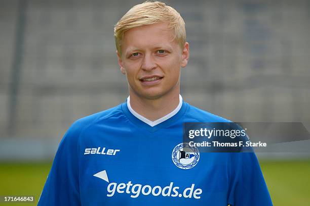 Manuel Hornig poses during the Second Bundesliga team presentation of Arminia Bielefeld at Schueco Arena on June 27, 2013 in Bielefeld, Germany.