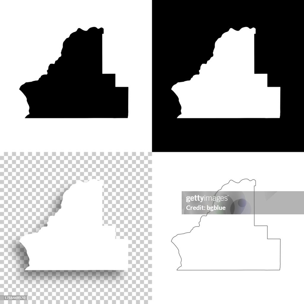 Walla Walla County, Washington. Maps for design. Blank, white and black backgrounds