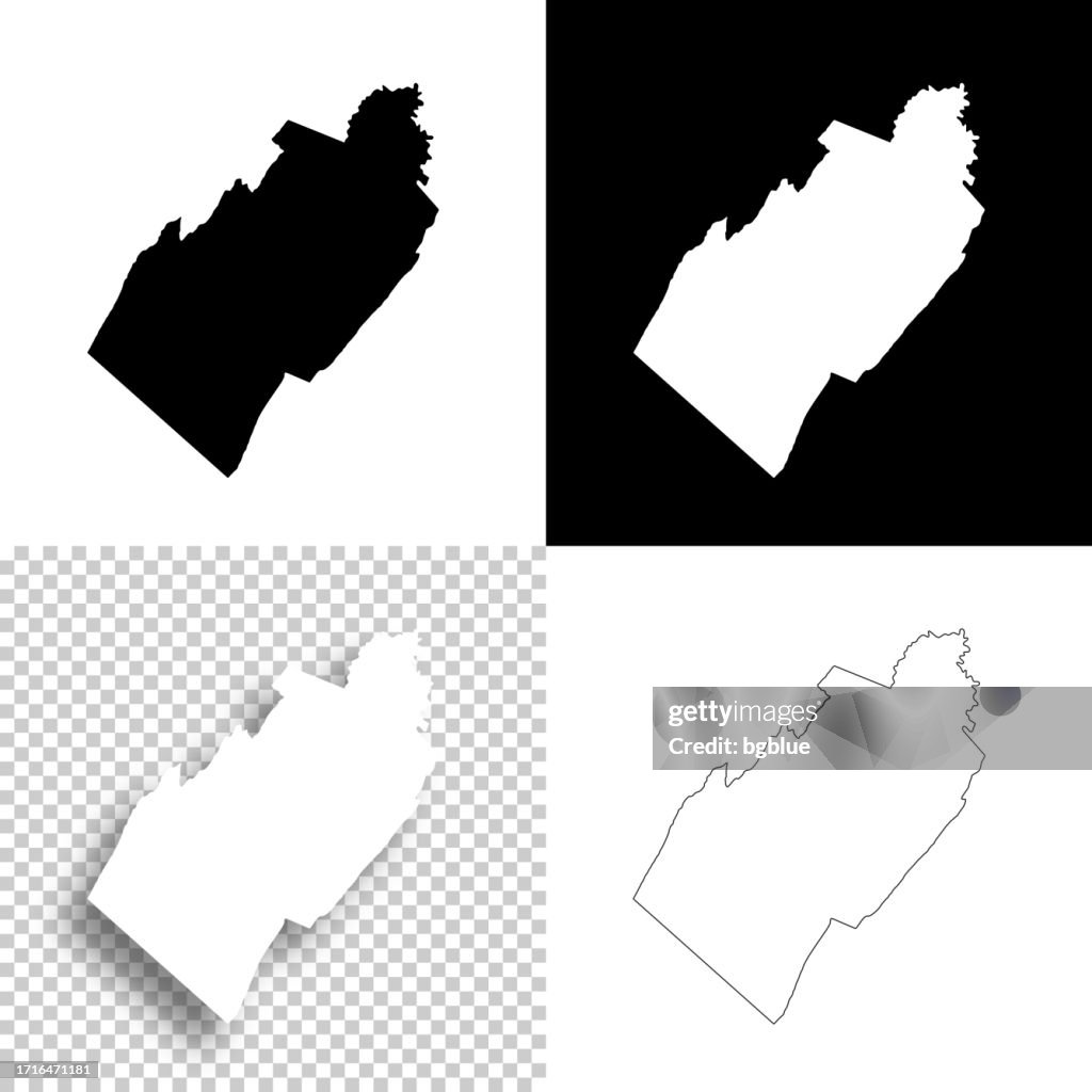 Shenandoah County, Virginia. Maps for design. Blank, white and black backgrounds