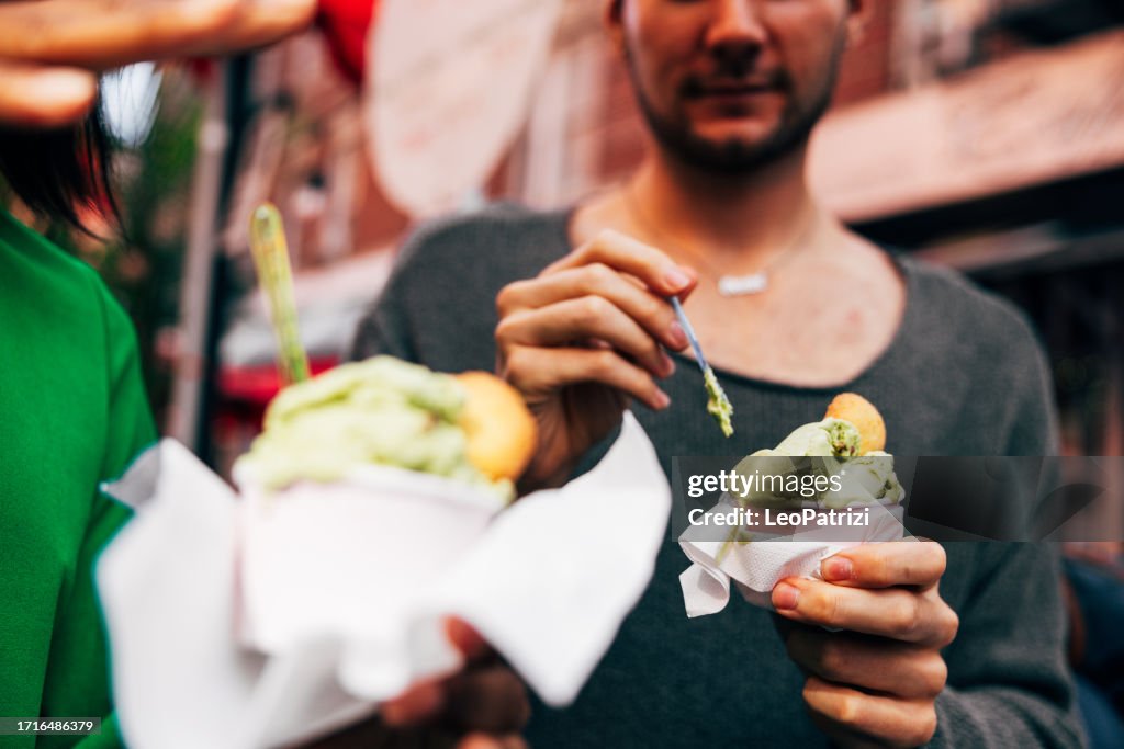 Eating an Ice-cream in NYC Little Italy