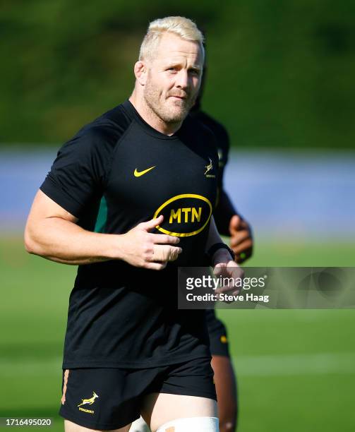 Vincent Koch of South Africa during the South Africa men's national rugby team training session at Stade Omnisports du Chemin de Ronde on October 10,...