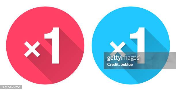 x1, one time. round icon with long shadow on red or blue background - times square ball stock illustrations