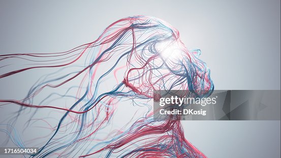 Abstract Human Face - Artificial Intelligence, Psychology, Technology, Blood Flow - Red And Blue Abstract Human Face - Artificial Intelligence, Psychology, Technology, Blood Flow - Red And Blue