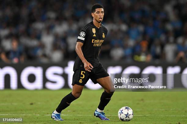 Jude Bellingham of Real Madrid CF during the UEFA Champions League match between SSC Napoli and Real Madrid CF at Stadio Diego Armando Maradona on...