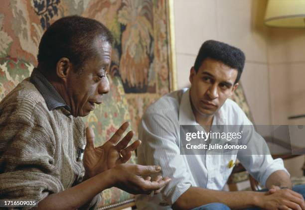 American writer James Baldwin gives an interview to Harlem Desir, founder of SOS Racisme, a French anti-racism group. Baldwin is actively involved in...