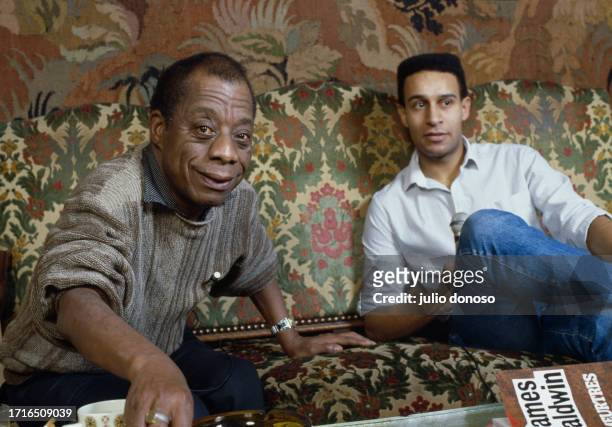 American writer James Baldwin gives an interview to Harlem Desir, founder of SOS Racisme, a French anti-racism group. Baldwin is actively involved in...