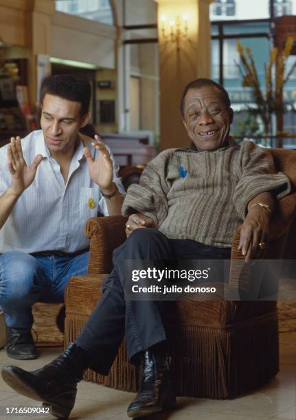 American writer James Baldwin gives an interview to Harlem Desir, founder of SOS Racisme, a French anti-racism group. Baldwin is actively involved in...