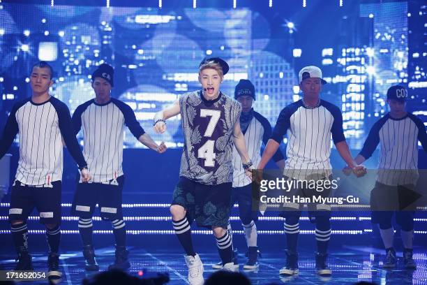 Henry of boy band Super Junior M performs onstage during the Mnet 'M CountDown' at CJ E&M Center on June 27, 2013 in Seoul, South Korea.