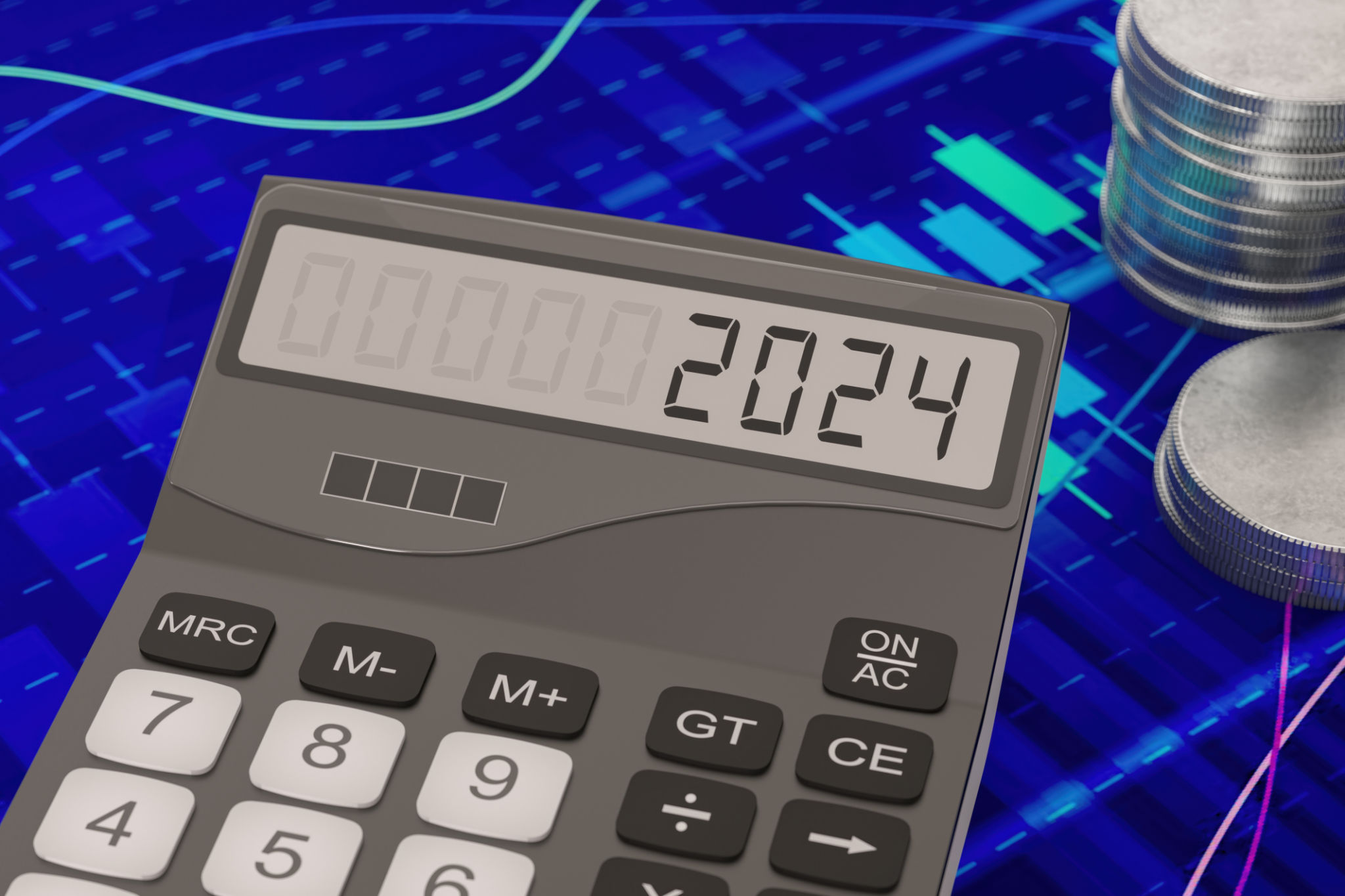 A Calculator with 2024 on the Display A Calculator with 2024 on the Display