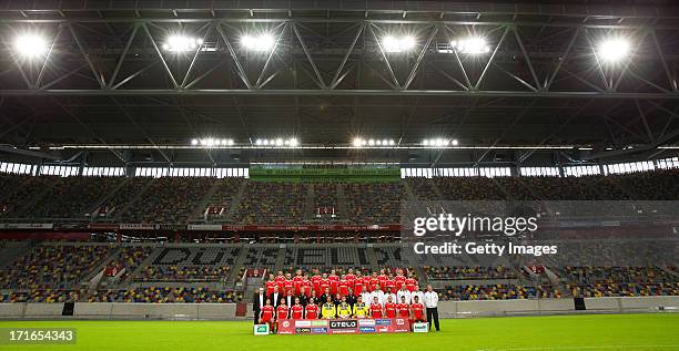 Back row Stefan Reisinger, Timo Furuholm, Mathis Bolly, Oliver Fink, Leon Balogun, Ihlas Bebou, Adam Bodzek, Axel Bellinghausen; 3rd row Dani...