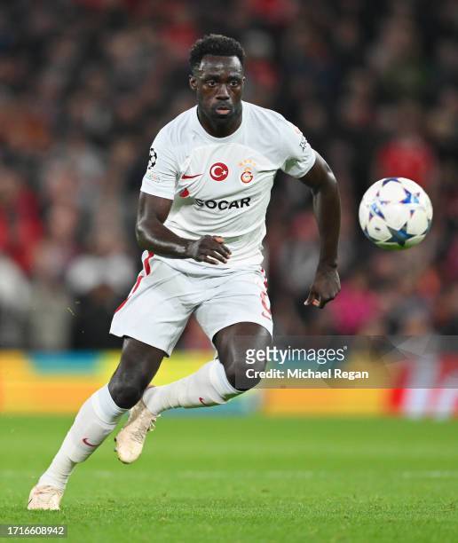 Davinson Sanchez of Galatasaray in action during the UEFA Champions League match between Manchester United and Galatasaray A.S at Old Trafford on...