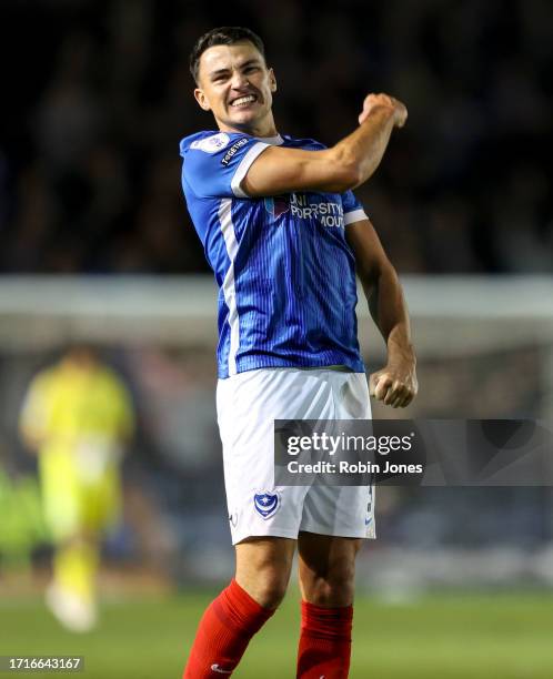 Regan Poole of Portsmouth FC during the Sky Bet League One match between Portsmouth and Wycombe Wanderers at Fratton Park on October 03, 2023 in...