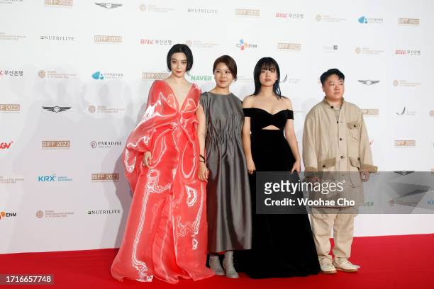 Fan Bingbing, Lee Joo-Young and Han Shuai arrive for the Opening Ceremony of the 28th Busan International Film Festival at Busan Cinema Center on...
