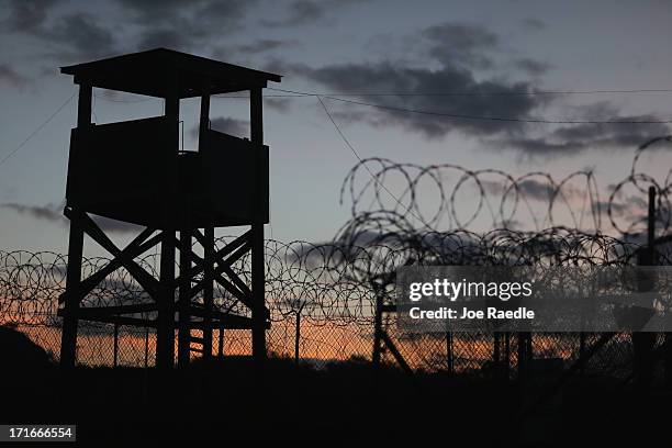 Watch tower is seen in the currently closed Camp X-Ray which was the first detention facility to hold 'enemy combatants' at the U.S. Naval Station on...