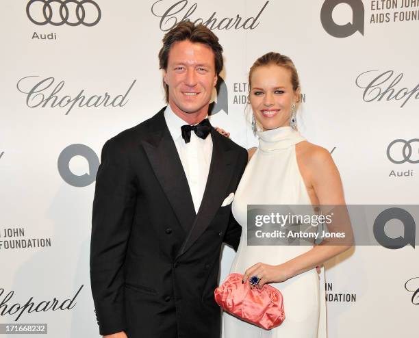 Gregorio Marsiaj and Eva Herzigova attend the 15th Annual White Tie and Tiara Ball to Benefit Elton John AIDS Foundation in Association with Chopard...