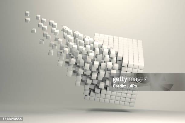 modern abstract background with white cubes, technology, science, finance and business concept - data creativity stock pictures, royalty-free photos & images