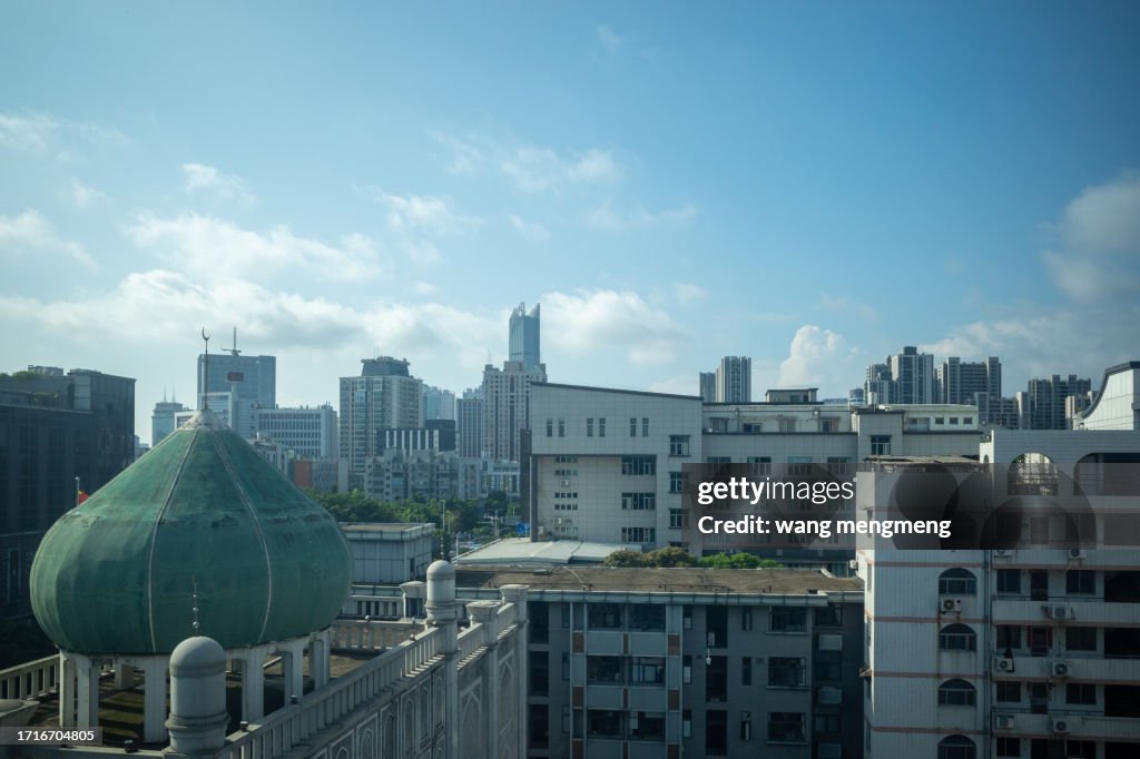 Clear sky in the city