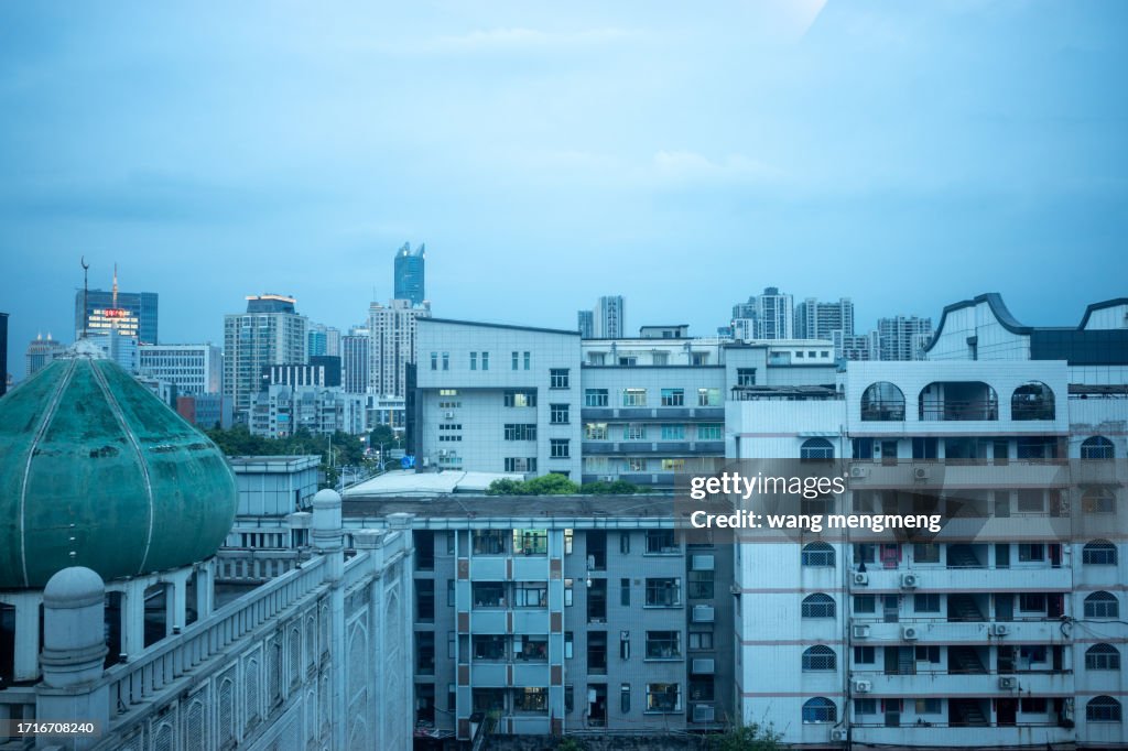 Clear sky in the city