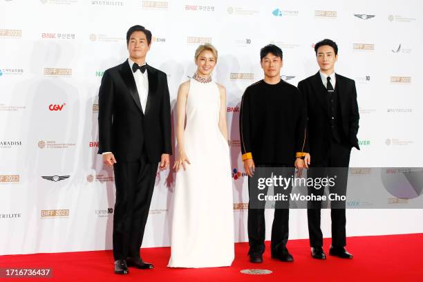 Yoo Ji-tae, Kim So-jin, Choi Jeong-Yeol and Lee Joon-yeol arrive for the Opening Ceremony of the 28th Busan International Film Festival at Busan...