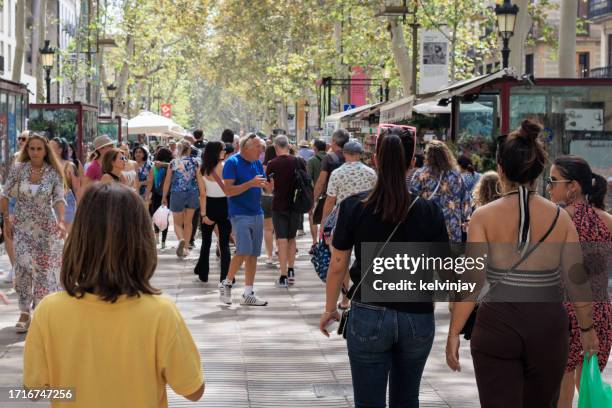 la ramblas street in barcelona, spain - the ramblas stock pictures, royalty-free photos & images