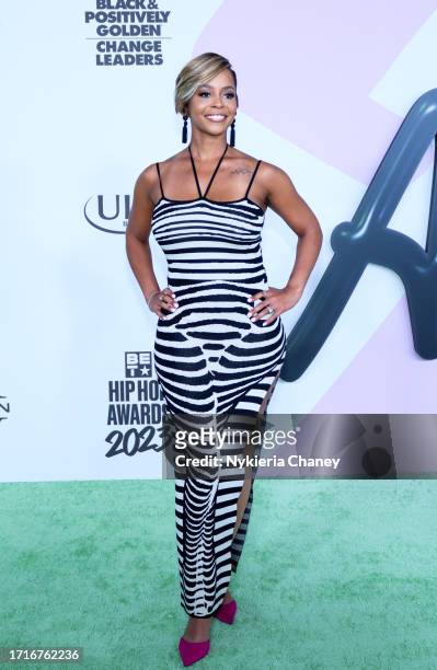 Erica Peeples attends the BET Hip Hop Awards 2023 at Cobb Energy Performing Arts Center on October 03, 2023 in Atlanta, Georgia.