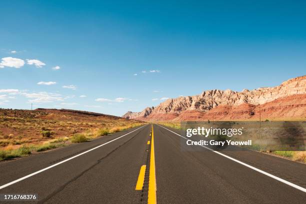 desert road leading into the distance - vanishing point stock pictures, royalty-free photos & images