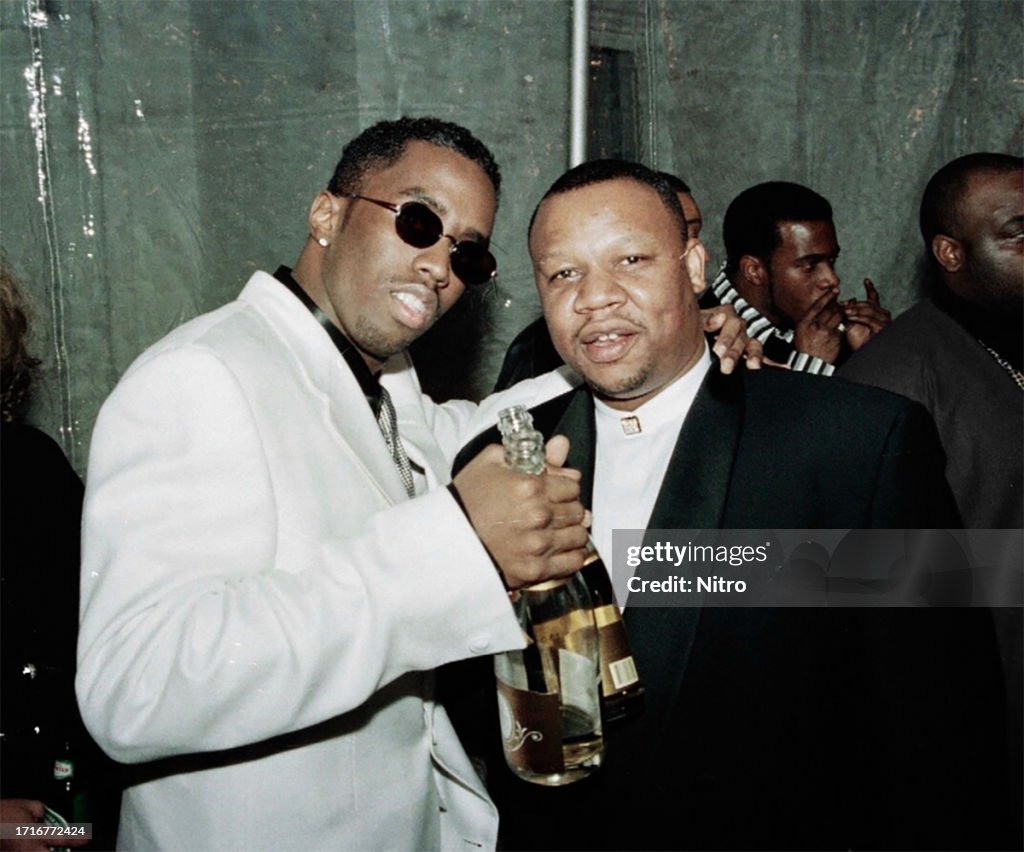 Portrait of American rapper Sean Combs and Eric Von Zip as they pose
