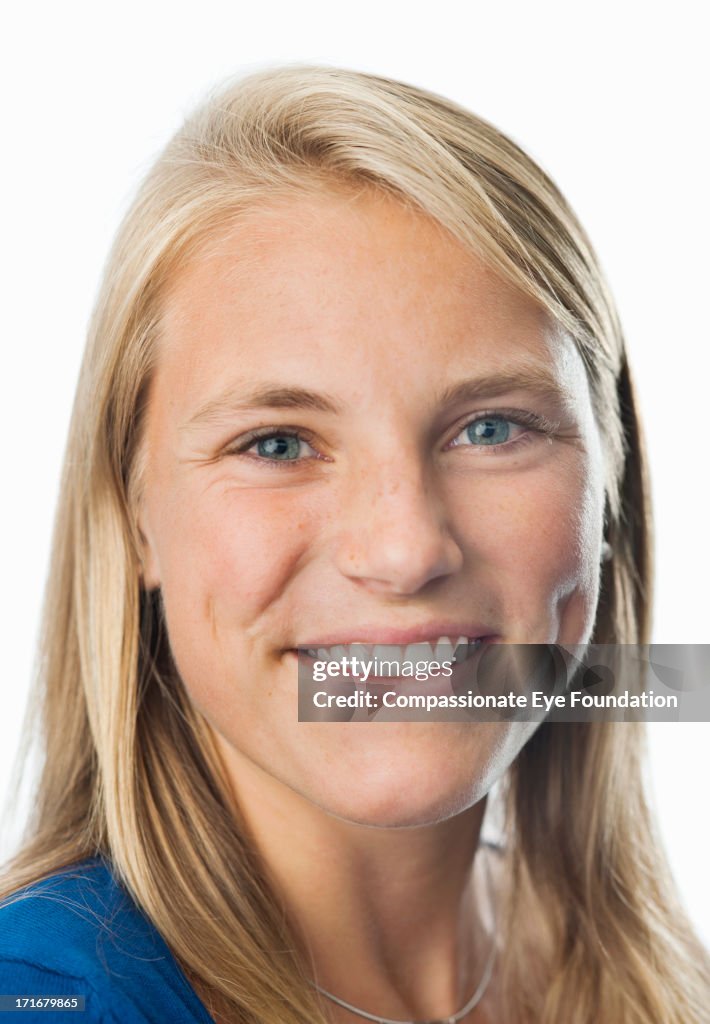 Close up portrait of smiling woman