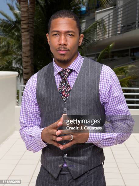 Actor/media personality Nick Canon poses during the 2013 American Black Film Festival on June 20, 2013 in Miami, Florida.