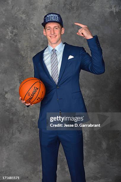 Cody Zeller poses for a portrait after being selected number 4 overall by the Charlotte Bobcats during the 2013 NBA Draft at the Barclays Center on...