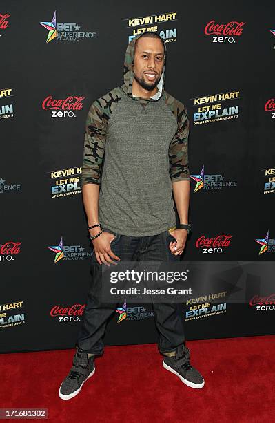 Actor Affion Crockett attends Movie Premiere "Let Me Explain" with Kevin Hart during the 2013 BET Experience at Regal Cinemas L.A. Live on June 27,...