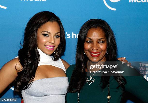 Ashanti and her mother Tina Douglas attend Time Warner Cable Media's "View From The Top" Upfront at Jazz at Lincoln Center on June 27, 2013 in New...