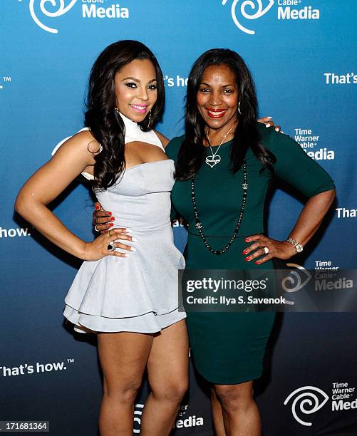 Ashanti and her mother Tina Douglas attend Time Warner Cable Media's "View From The Top" Upfront at Jazz at Lincoln Center on June 27, 2013 in New...