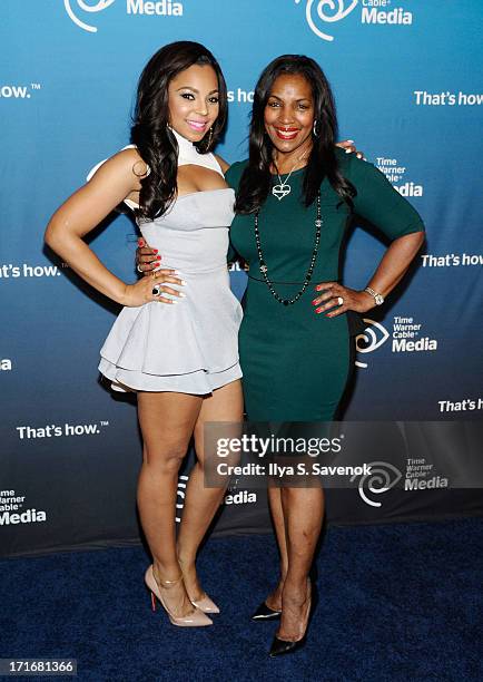 Ashanti and her mother Tina Douglas attend Time Warner Cable Media's "View From The Top" Upfront at Jazz at Lincoln Center on June 27, 2013 in New...