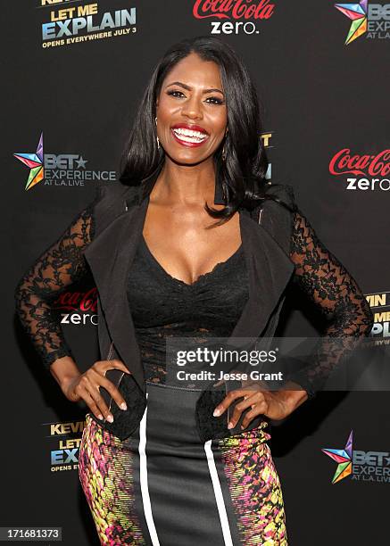 Tv personality Omarosa Manigault attends Movie Premiere "Let Me Explain" with Kevin Hart during the 2013 BET Experience at Regal Cinemas L.A. Live on...