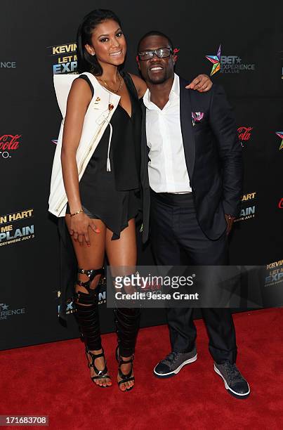 Eniko Parrish and actor/comedian Kevin Hart attend Movie Premiere "Let Me Explain" with Kevin Hart during the 2013 BET Experience at Regal Cinemas...