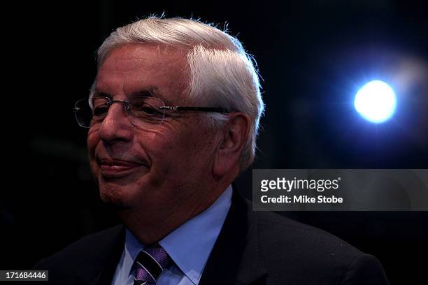 Commissoner David Stern looks on prior to the start of the first round during the 2013 NBA Draft at Barclays Center on June 27, 2013 in in the...