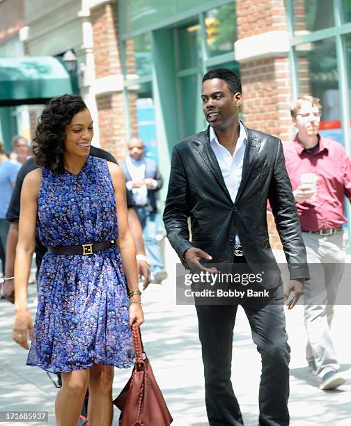 Rosario Dawson and Chris Rock on the set of "The Untitled Chis Rock Project" on June 27, 2013 in New York City.