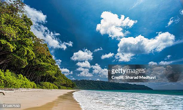 beautiful beach - paradise (havelock island,india) - sand art in india stock-fotos und bilder