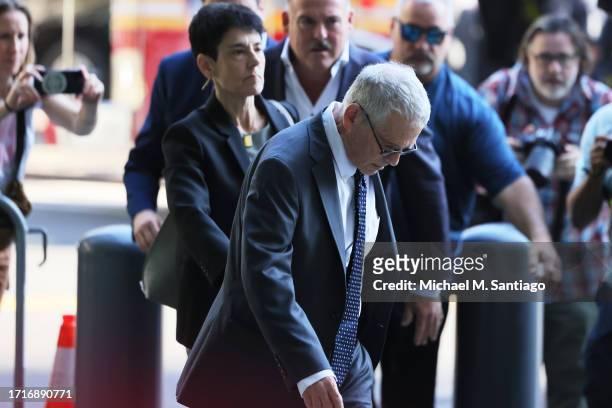 Barbara Fried and Joseph Bankman, parents of former FTX CEO Sam Bankman-Fried, arrive for the trial of their son at Manhattan Federal Court on...